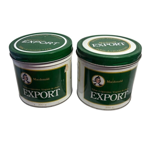 Vintage Macdonald Export Tobacco Tins 200G Set Of 2 Empty Collectible Cans With - Picture 1 of 8